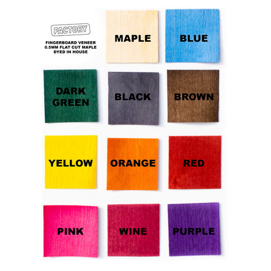 Variety Pack Pre-Cut Dyed Fingerboard Maple Veneer - 20 Boards